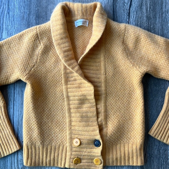 Johnstons of Elgin Cardigan Orange Cashmere Textured Collared Sweater Size Small - Picture 5 of 12